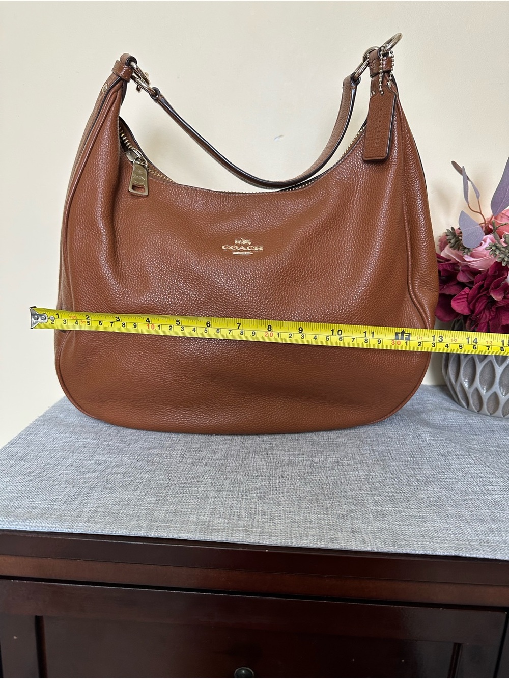 Coach Pebbled Leather Hobo Bag in Brown - Picture 3 of 6